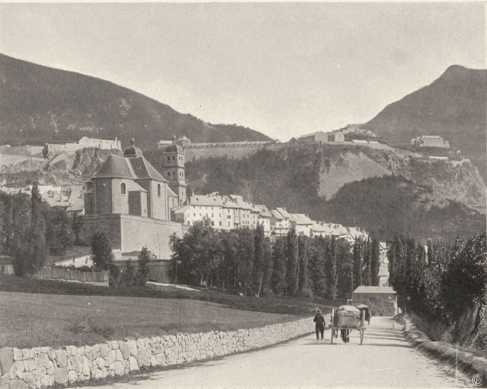HAUTES-ALPES. Briançon vu de la route du Lautaret 1904 old antique print